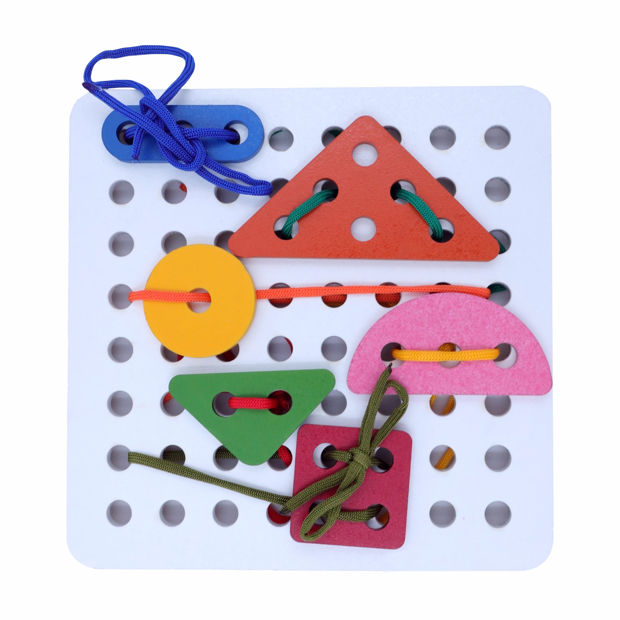 Lacing Geometry Shapes Board — Tantrums wooden toy